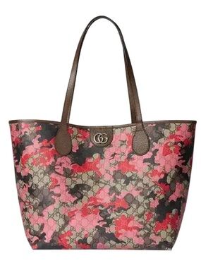 NWT Gucci Pink and Brown Camouflage GG Tote. LRG